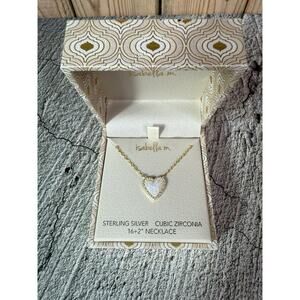 NIB Isabella M Heart Opal Confettifi Flecks Sterling Vermeil CZ Necklace